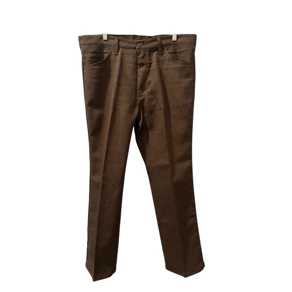 Wrangler Vintage 70's Men's Brown Pants Size 38x30 Western Pleated Casual Zip